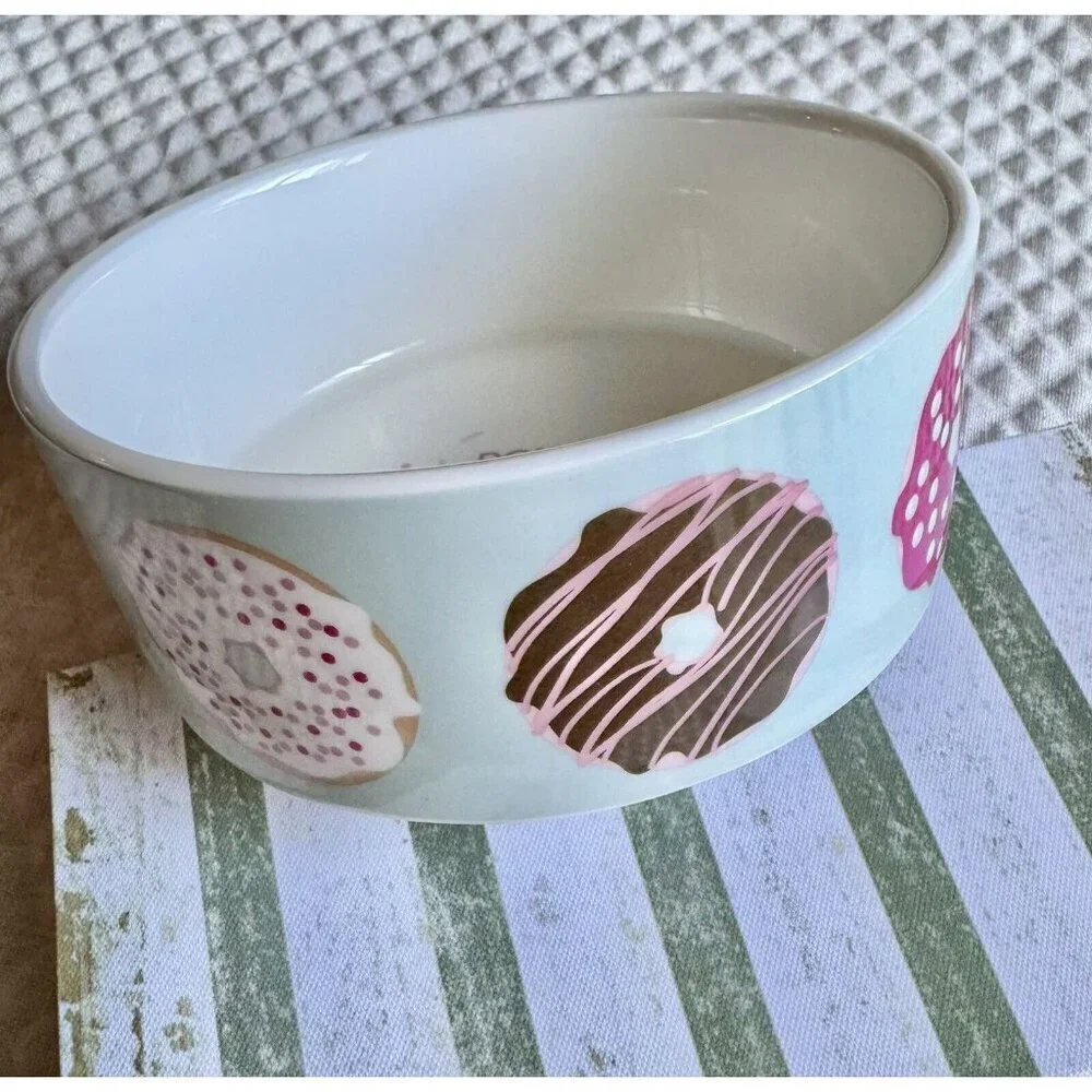 New Fringe Brand “Donut Mind If I Do” Ceramic Dog or Cat Food / Water Bowl - 6”